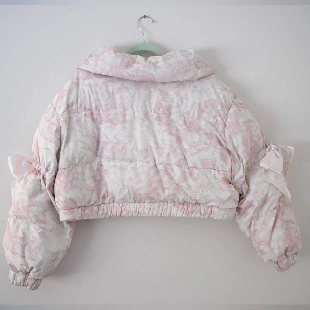 Selkie The Castle Pink Floral Marshmallow Puffer Womens Large Jacket- coquette - Picture 13 of 16